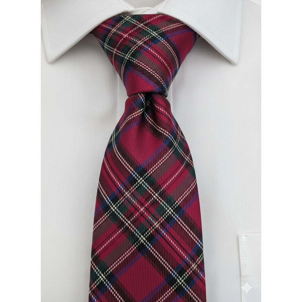 Chaps red green yellow plaid silk tie - 58"